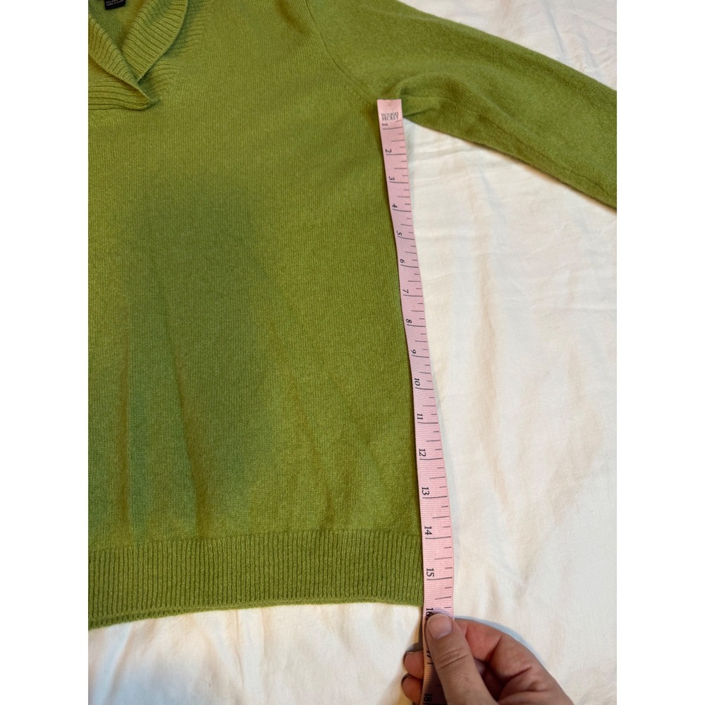 Prive Cashmere Green Shawl Collar V-Neck Sweater 100% Cashmere Large - Picture 7 of 8